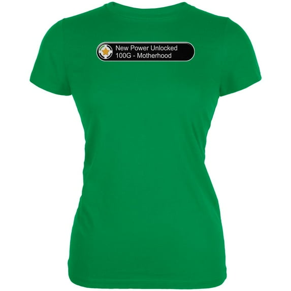 Mother's Day New Power Motherhood Funny Juniors Soft T Shirt Irish Green SM