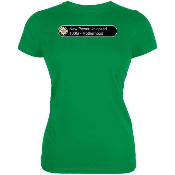 Mother's Day New Power Motherhood Funny Juniors Soft T Shirt Irish Green SM