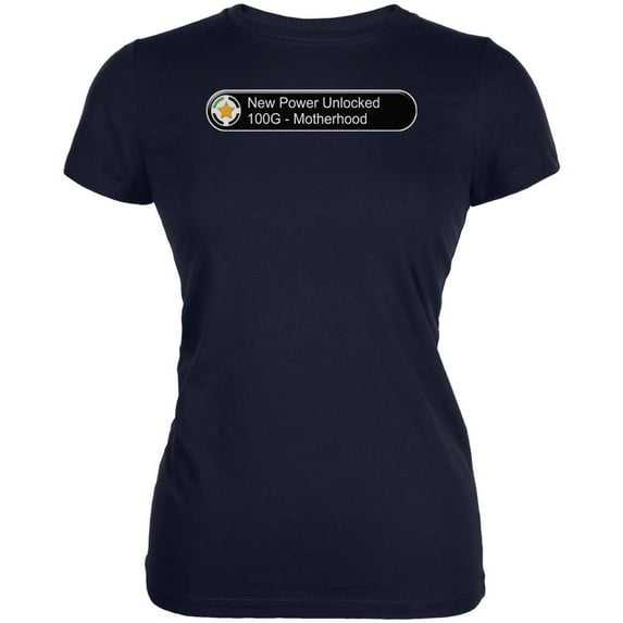 Mother's Day New Power Motherhood Funny Juniors Soft T Shirt Navy MD