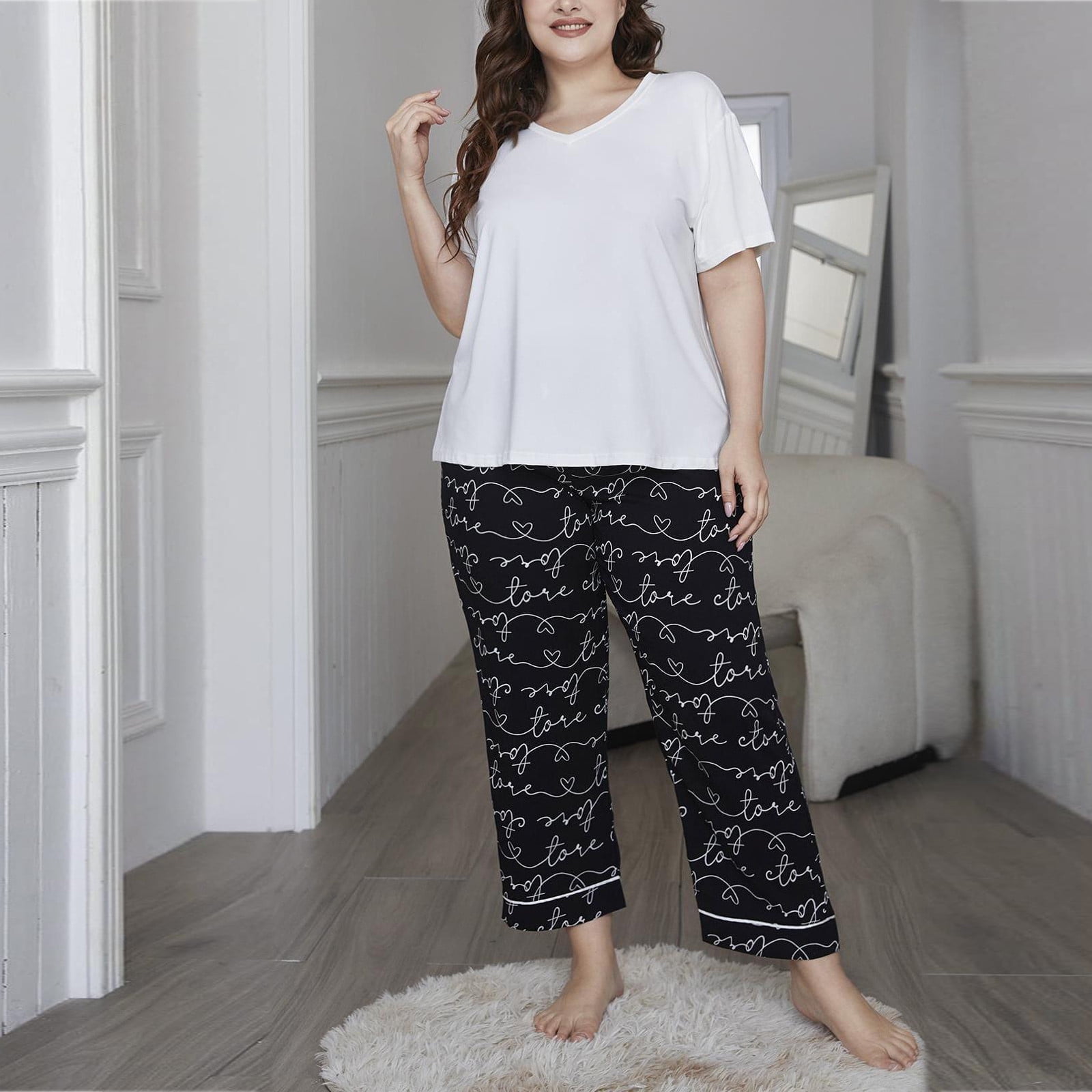 Mother's Day POROPL Women Pajamas Clearance 5.00,Plus Size Long Sleeve