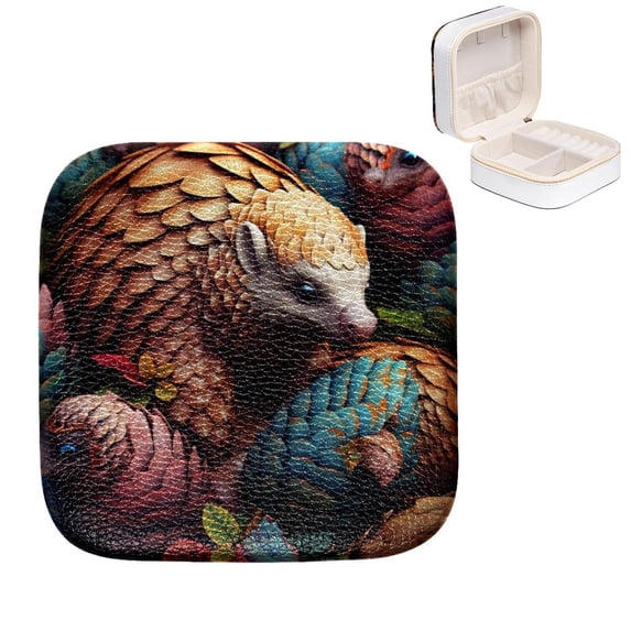 Mother's Day PangolinJewelry Box with Imitation Metal Zipper & Small Grid Organizer