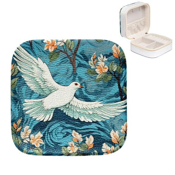 Mother's Day Peace Dove Compact Jewelry Box with Imitation Metal Zipper and Multiple Grids