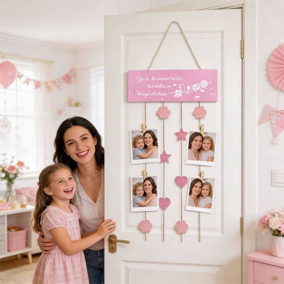 Mother's Day Photo Frame, Wooden Sign Ornaments, Holiday Party Backdrops Decor, Wooden Photo Frame