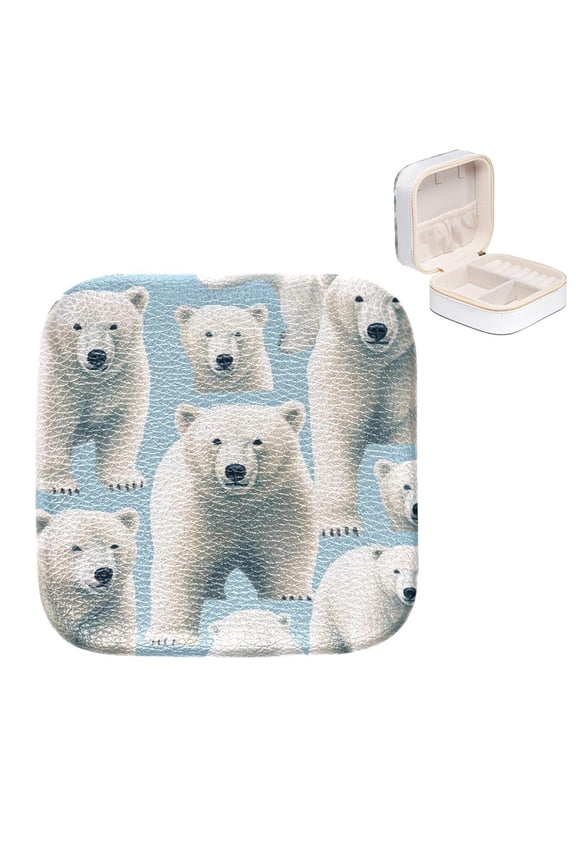 Mother's Day Polar Bear Portable Jewelry Box with Customizable Compartments and Elegant Design