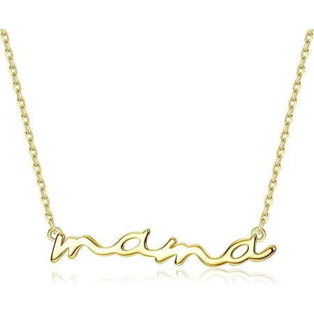 Mother's Day Pro Gifts 925 Sterling Silver Mama Necklace 14K White Gold Plated Mom Necklaces for Mom Latest Mum Grandma Women Wife[i715]