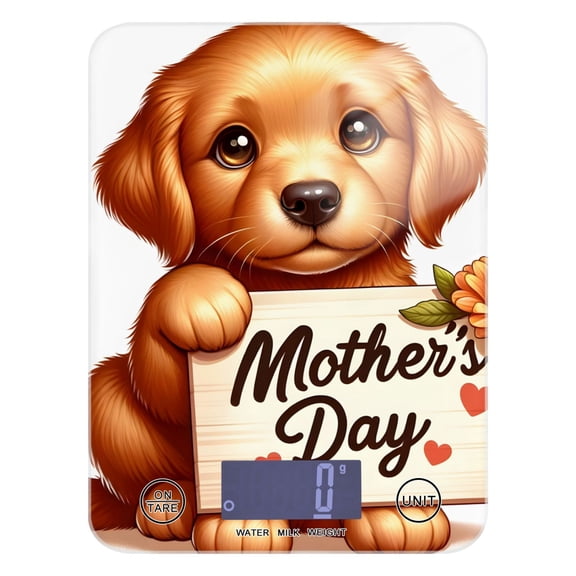 Mother's Day Puppy Dog Food Scale Digital Kitchen Scale Waterproof Tempered Glass Tare Function 11 lb for Baking Cooking Meal Prep