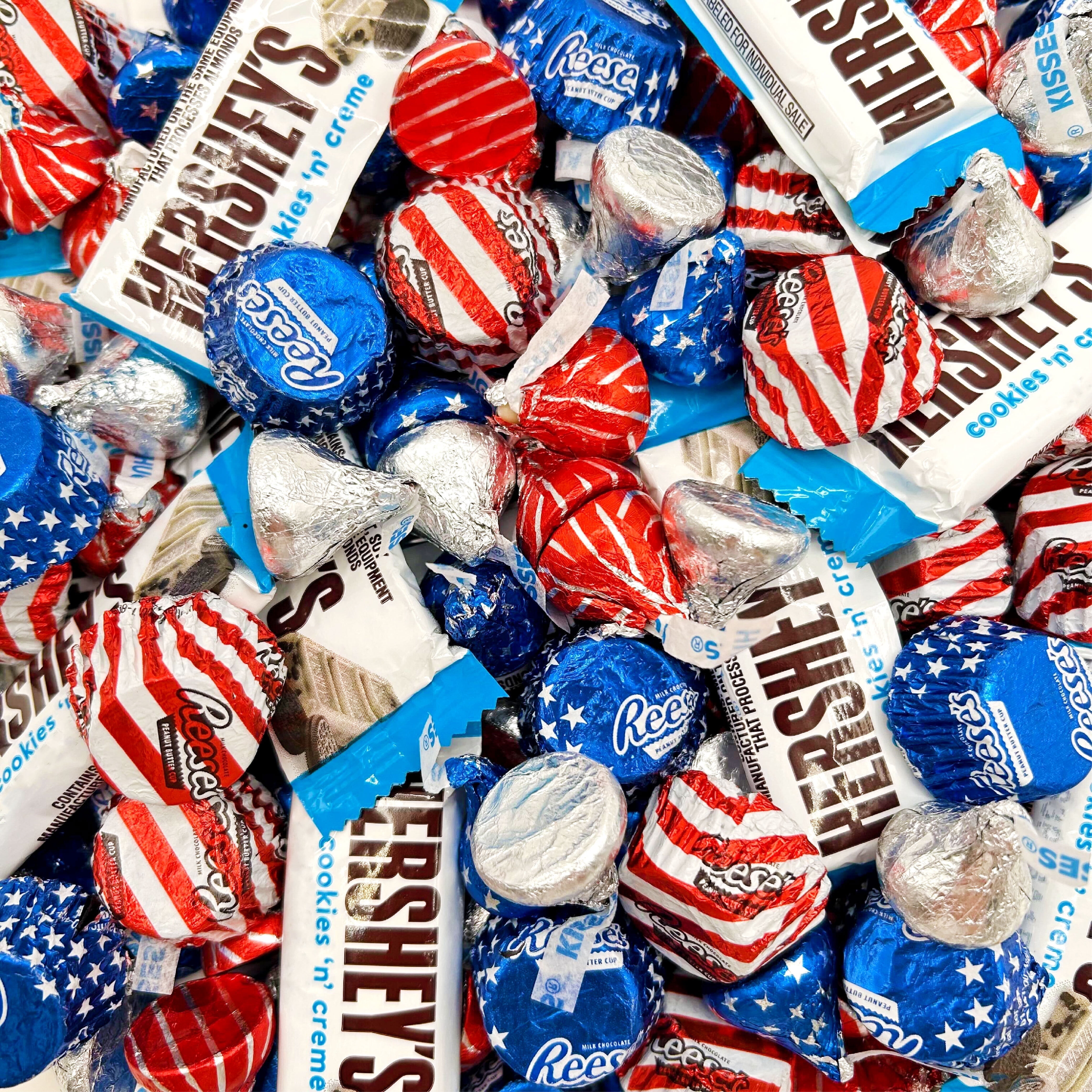 Patriotic Candy, Election Day Chocolate Mix - HERSHEY’S KISSES and REESES Cups (3 Pound Bag - Approx. 150 Count)