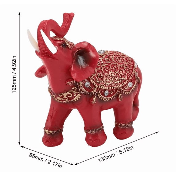 Mother's Day Red Elephant Statue for Wealth and Good Luck, Resin Figurine with Decorative Ceremonial Clothing, Compact Size for Shelf or Desk, Unique Gift for Mom Who Collects Elephant Figurines