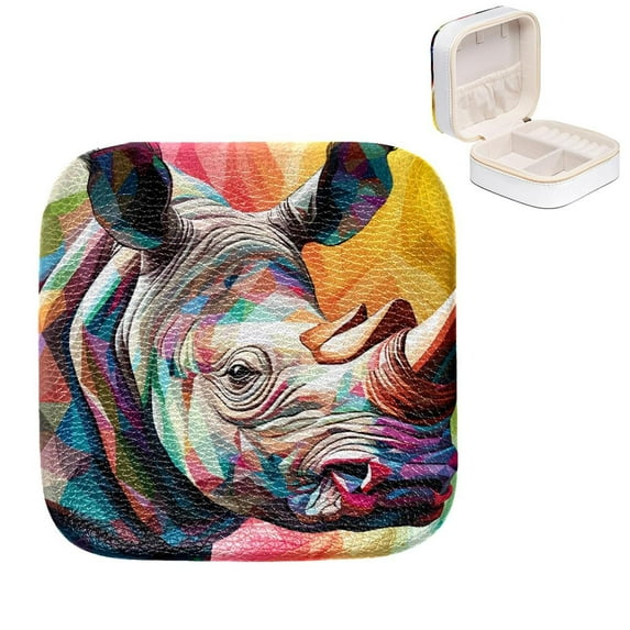 Mother's Day Rhino Jewelry Box Organizer with Imitation Metal Zipper and Multiple Pattern Choices
