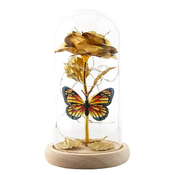 Mother's Day Rose Gifts for Mom,Light Up Preserved Rose Flower Butterfly in Glass Dome,Personalized Birthday Gifts,Valentines Da Gifts, Gifts for Mom,Eternal Roses in Dome Glass