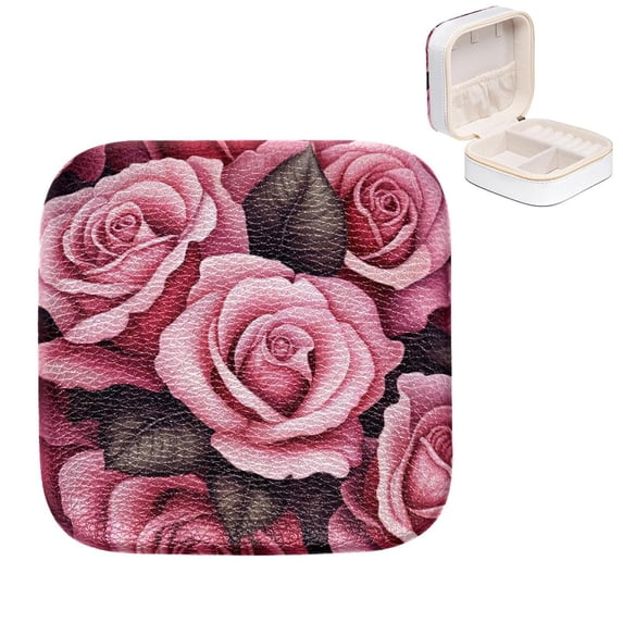 Mother's Day Rose Premium Jewelry Box Organizer with Metal Zipper & Compact Design
