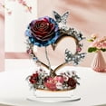 thumbnail image 1 of Mother's Day Rose Tabletop Ornament, Acrylic MOM Decor with Rhinestones & Butterfly Design, 2D Flat Love Rose Desktop Ornament for Home Tabletop Decor Mothers Day Gift, 1 of 5