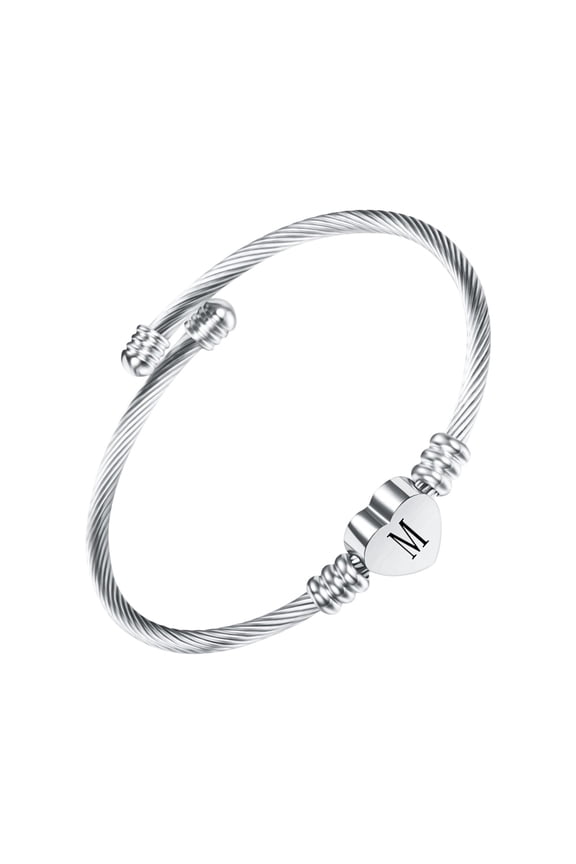Mother's Day Sale Clearance - Heart Initials Bracelet-A-Z Stainless Steel Engraved Charm Bracelet, Woman Girl Jewelry Birthday Festival Gift