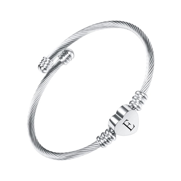Mother's Day Sale Clearance - Heart Initials Bracelet-A-Z Stainless Steel Engraved Charm Bracelet, Woman Girl Jewelry Birthday Festival Gift
