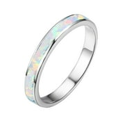 HUAZHAI Mother's Day Sale Clearance - Mens Tungsten Wedding Rings Created-opal Inlay Wedding Bands For Women Fashion Jewelry Engagement Wedding Gifts Rings