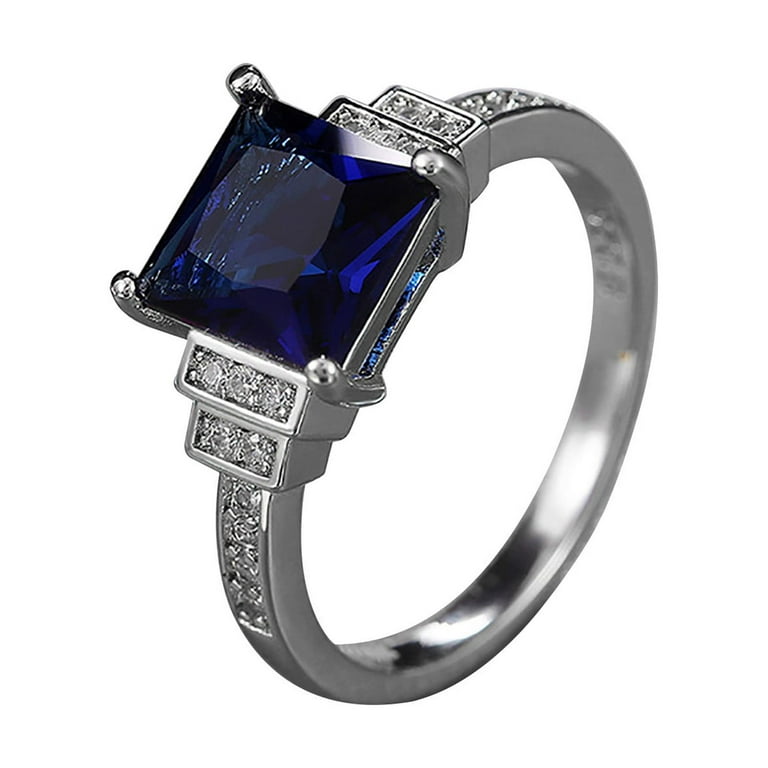 Mother s Day Sale Clearance Squar Saphire Diamond Ring Women Engagement Wedding Jewelry Gift