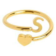 HUAZHAI Mother's Day Sale Clearance - To My Granddaughter Dainty Initial Heart Ring 26 Letter Heart Ring Simple Fashion Jewelry Popular Accessories