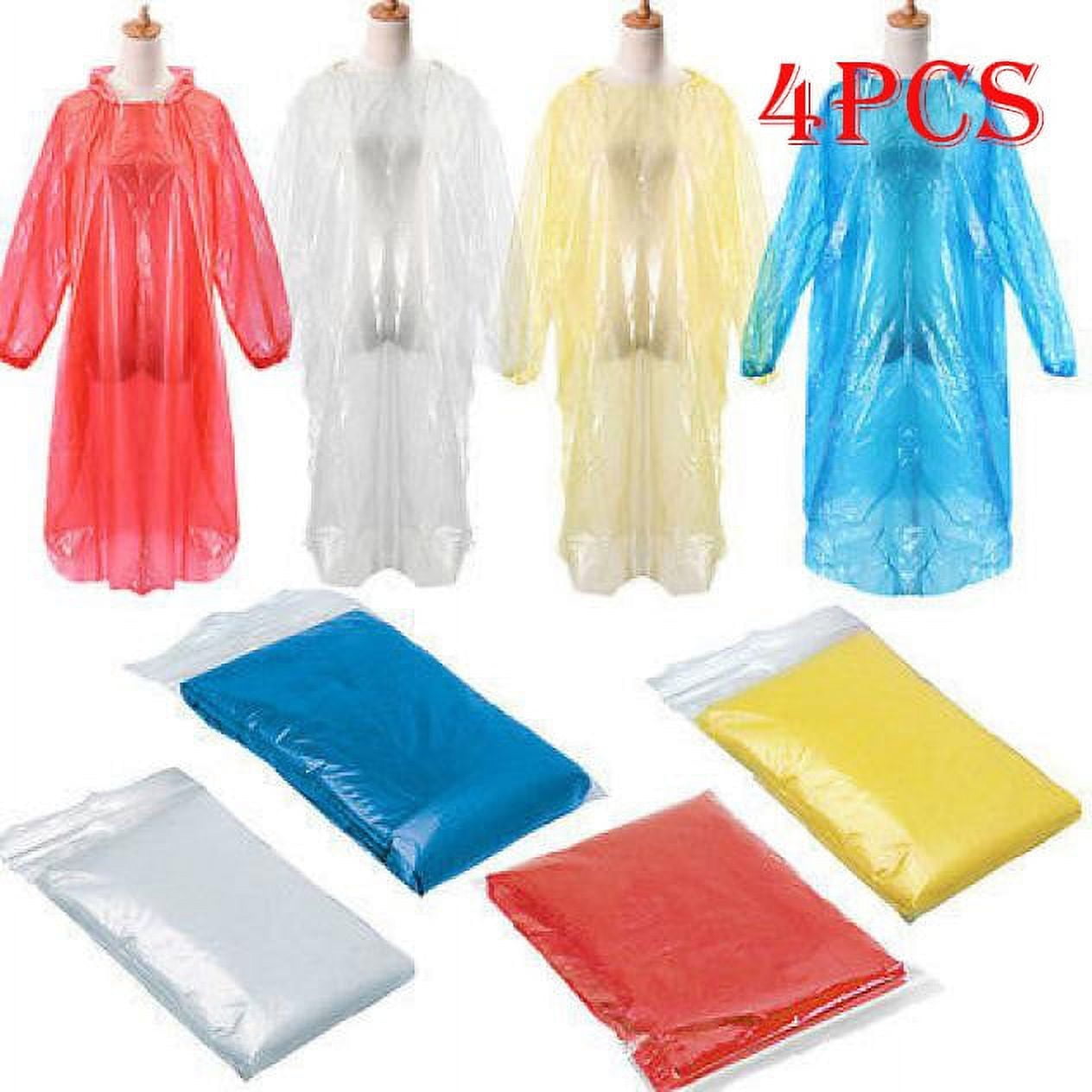HUAZHAI Mother's Day Sale- Poncho 4Pcs Camping Rain Adult Hood Emergency Coat Hiking Disposable Rain gear