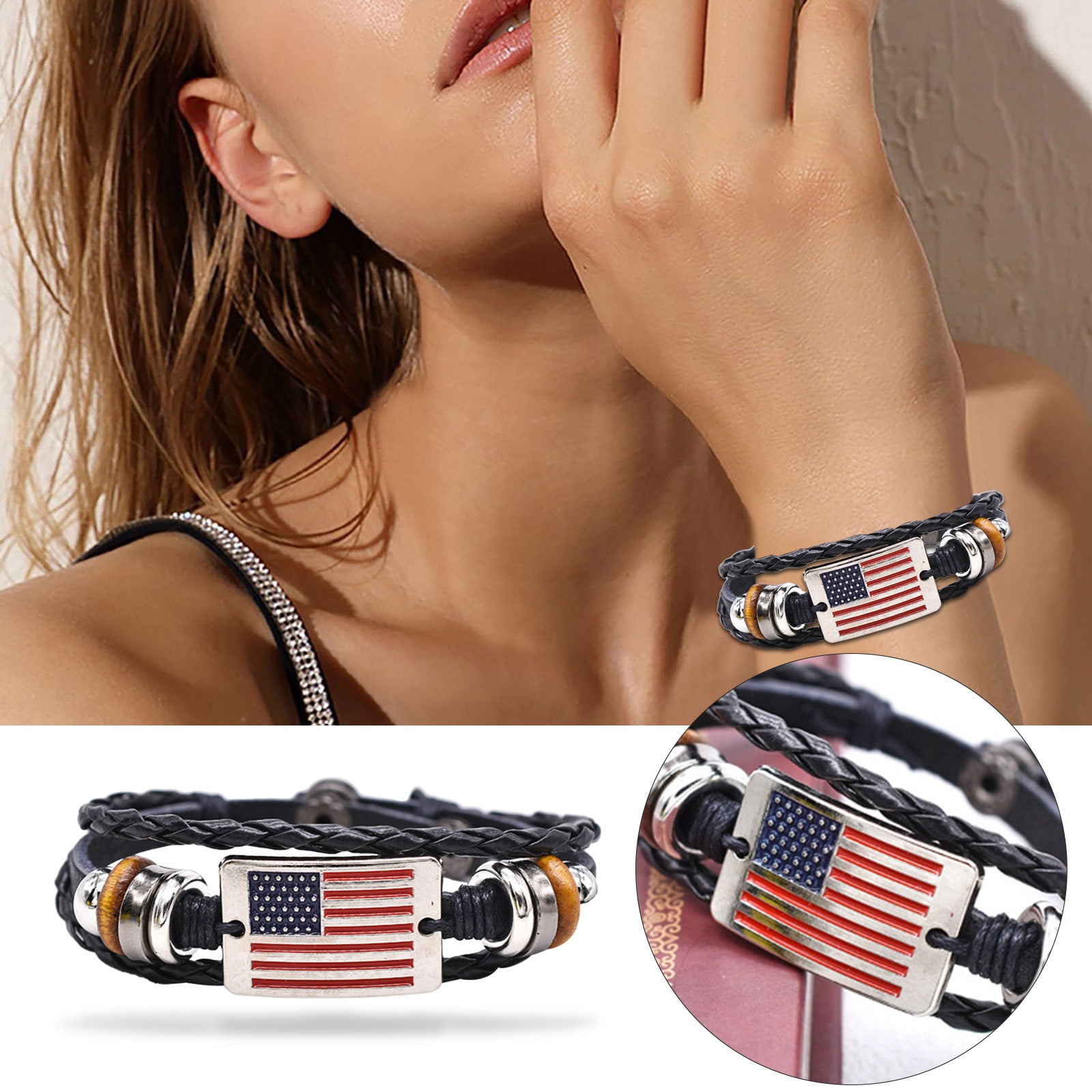 Flag Cuff Leather Bracelet FINAL SALE
