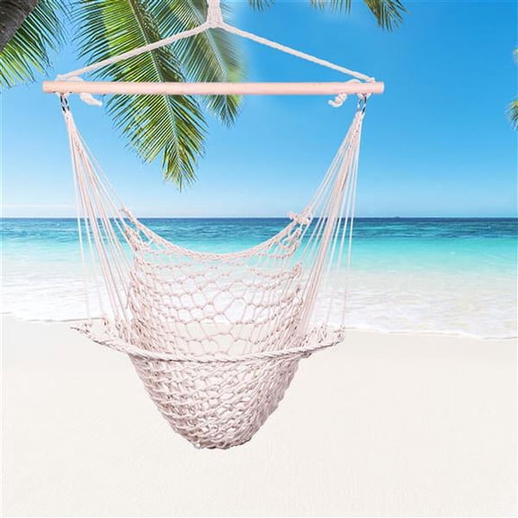 Mother's Day Sales - Indoor Outdoor Garden Cotton Hanging Rope Air/Sky Chair Swing Beige Hammocks