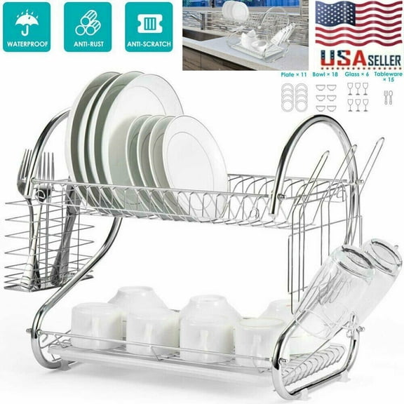 Mother's Day Sales - Multifunctional S-shaped Dual Layers Bowls & Dishes & Chopsticks & Spoons Collection Shelf Dish Drai