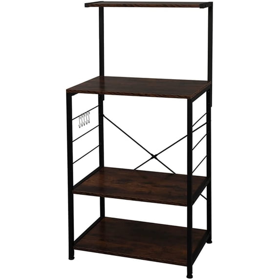 Wooden Kitchen Shelf, Baker's Rack 4 Tier Shelves, Vintage Color