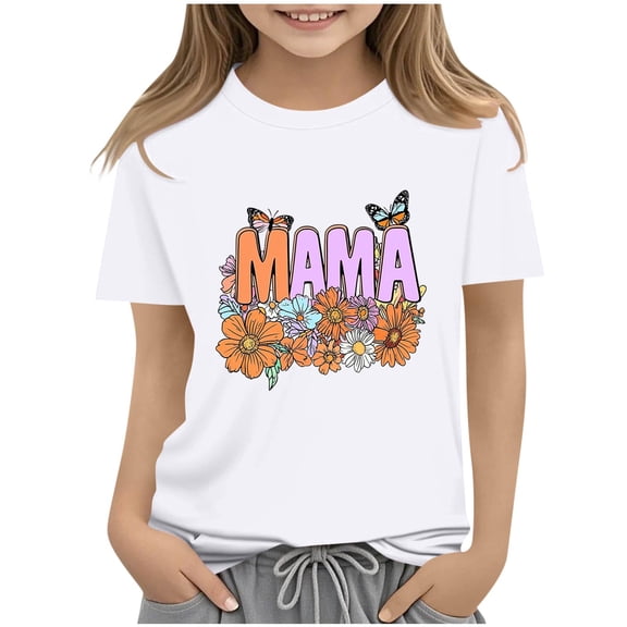 Mother's Day Shirt for Kids Girls Boys Funny Flower Graphic Print Short Sleeve Summer T-Shirt Tops