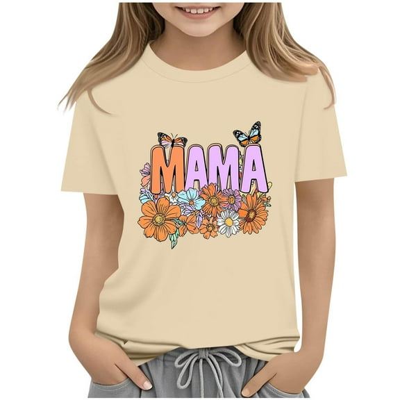 Mother's Day Shirt for Kids Girls Boys Funny Flower Graphic Print Short Sleeve Summer T-Shirt Tops