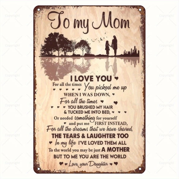 [Mother's Day Sign] Vintage 8*12 Inches Metal Iron "To My Mom, I Love You" Sign | Heartfelt Mother's Day Wall Art, Retro Home Decor, No Electricity Needed, Ideal Gift For Mothers