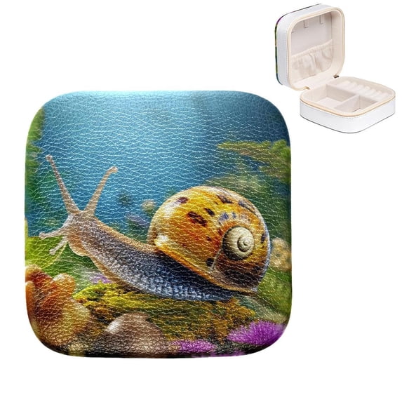 Mother's Day SnailPortable Jewelry Box Organizer with Customizable Grids for Rings, Earrings, Bracelets - Compact Travel Case