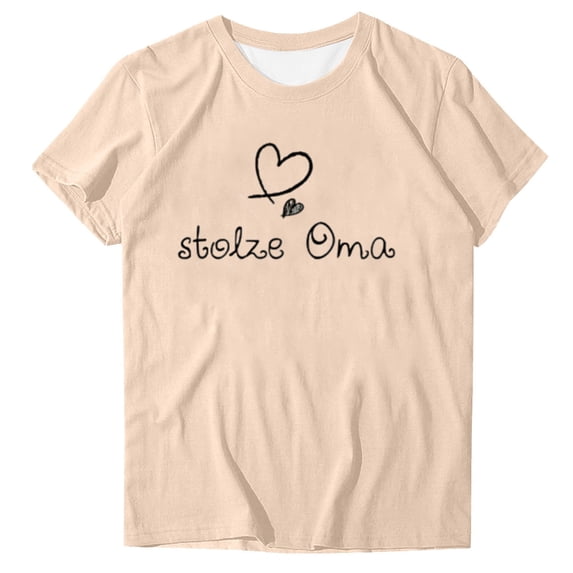 Mother's Day Summer Clothes Womens Clothes Short Sleeve Tee Mom/Mama Letter Printed Casual Base T Shirts Loose Fit (S, Beige 09)