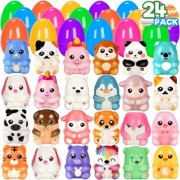 Mother's Day Summer Gift Favour 24 Pack Prefilled Eggs with Slow Squishy Toys Eggs Filled for Egg Hunt Stuffers Party