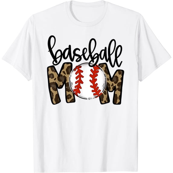 Mother's Day T-Shirt Baseball Mom Leopard Game Day Vibes T Ball Mom