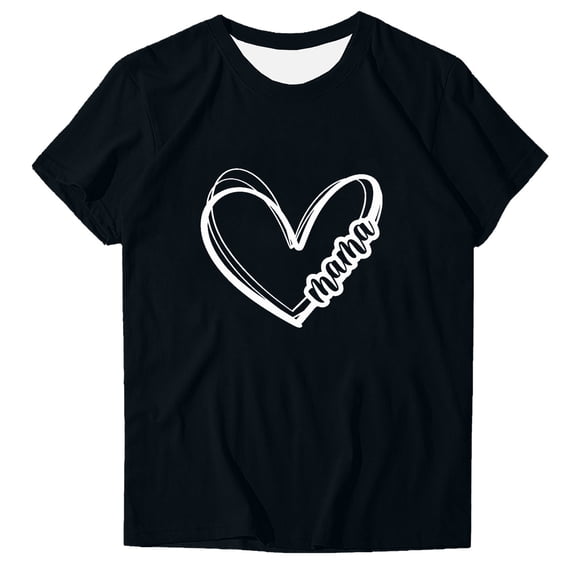Mother's Day T Shirts Womens Clothes Fun Love Mama Print Soft Modal Short Sleeve Tee Summer Holiday Tops Gifts for Mom (S, Black 10)