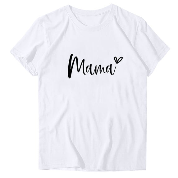 Mother's Day T Shirts Womens Clothes Fun Love Mama Print Soft Modal Short Sleeve Tee Summer Holiday Tops Gifts for Mom (S, White 08)