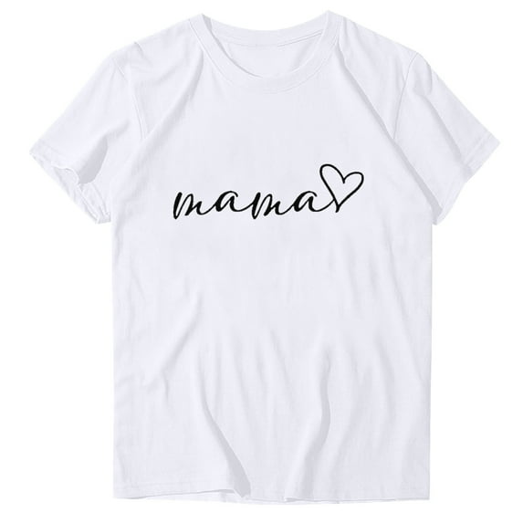 Mother's Day T Shirts Womens Clothes Fun Love Mama Print Soft Modal Short Sleeve Tee Summer Holiday Tops Gifts for Mom (XXL, White 07)