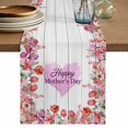 thumbnail image 1 of Mother's Day Table Runner 90 Inches, Spring Floral Purple Love Heart Wood Grain Bed Runner Dresser Scarves Tabletop for Indoor Outdoor Parties/Ceremony/Banquet, 13" x 90", 1 of 9