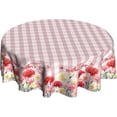 thumbnail image 1 of Mother''s Day Tablecloth Mothers Day Table Cloth Spring Floral Round Tablecloths Carnation Round Table Cloths 60 inch for Dining Room Outdoor Decor Pink Plaid Gifts for Mom, 1 of 8