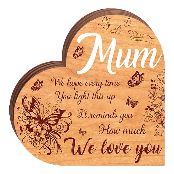Mother's Day Thank You Gifts for Mom Desk Decor Heart Keepsake, Mom Gift for Mom , I Love You Gift for Women Mothers Day Gift for Mother Mommy Wood Sign for Home Table Bedroom Decor