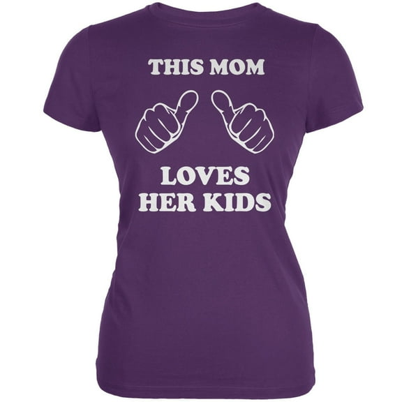 Mother's Day - This Mom Loves Her Kids Purple Juniors Soft T-Shirt - X-Large
