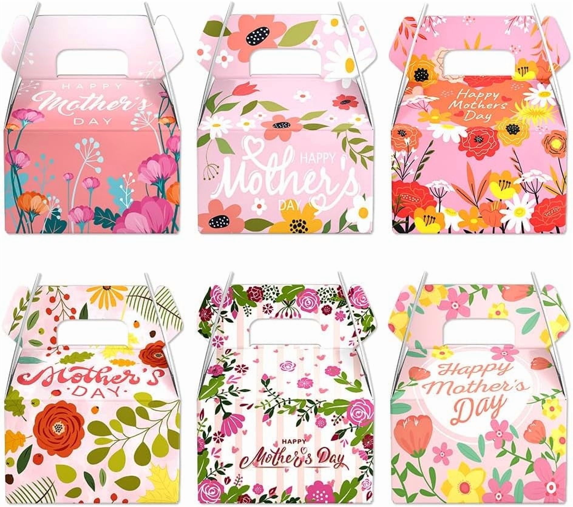 Mother's Day Treat Boxes, Watercolor Floral Favor Boxes for Bridal Shower, Wedding, Tea Party, Birthday, Baby Shower (12-Pack)