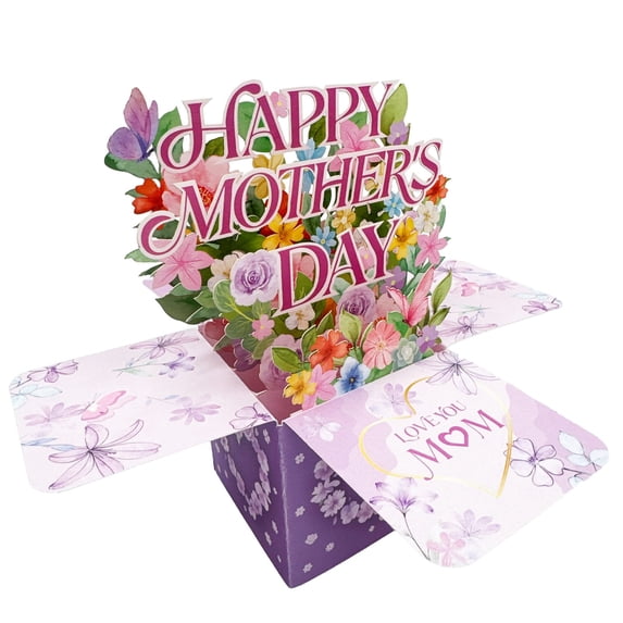 Mother's Day Up Box Card Design Happy Mother's Day Greeting Card Flower Blessing Pop-Up Greeting Card