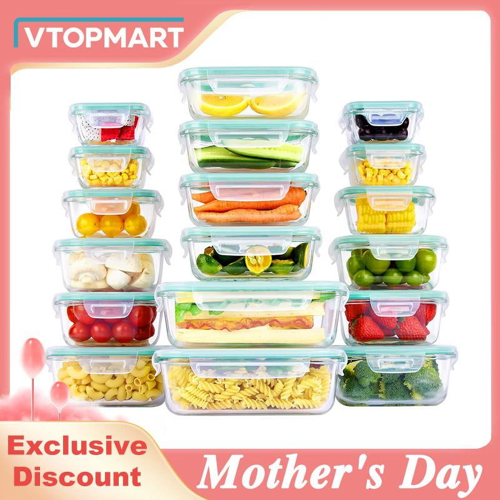 [Mother's Day] Vtopmart 12- 18 Pack Glass Food Storage Containers with ...
