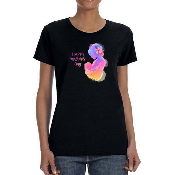 Mother's Day Watercolor Shaped T-Shirt Women -Image by Shutterstock, Female Medium
