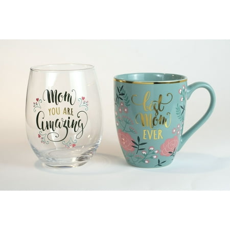 Mother's Day Wine Glass & Ceramic Mug Gift Set-Way To Celebrate