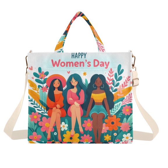 Mother's Day Women Corduroy Tote Bag Handbag Large Messenger Bag Shoulder Crossbody Zipper Bag Purse