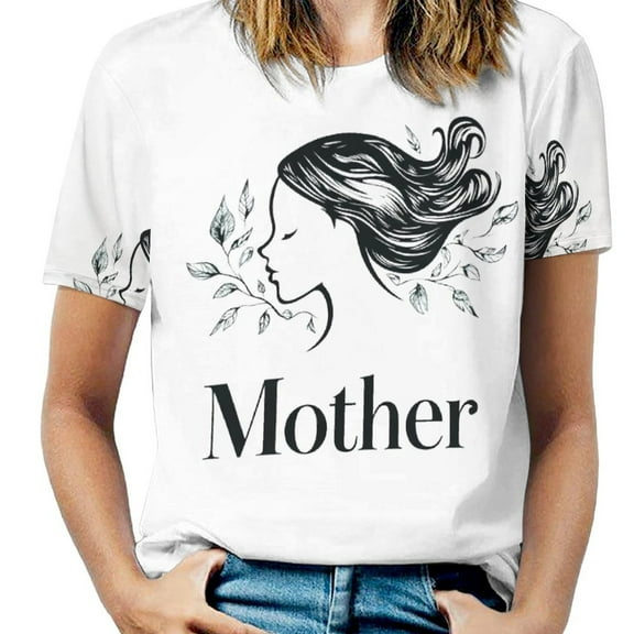 Mother's Day Women's T Shirts Short Sleeve Tees Loose Summer Tops