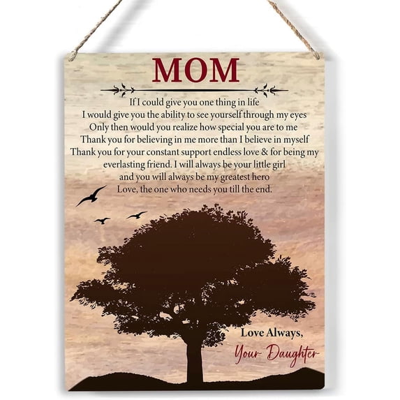 Mother's Day Wood Sign Mom Thank You for Believing in Me Wooden Signs Rustic Hanging Plaque Home Wall Art 8x10, Perfect Mother Sign Wall Decor for Home Bedroom
