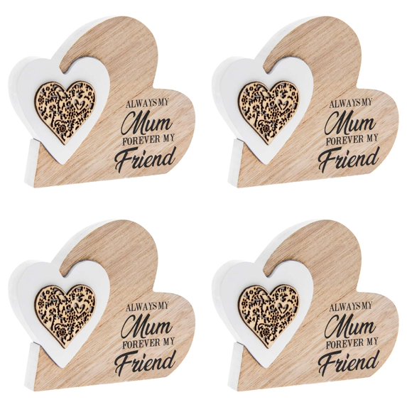 Mother's Day Wooden Centerpieces Decorations Wooden Heart Shaped Mother's Day Tiered Tray Decor Elegant Hollow Embellishments Birthday Mother's Day Gift Party Supplies