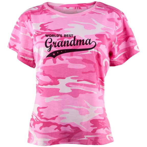 Mother's Day World's Best Grandma Juniors T Shirt Pink Camouflage SM